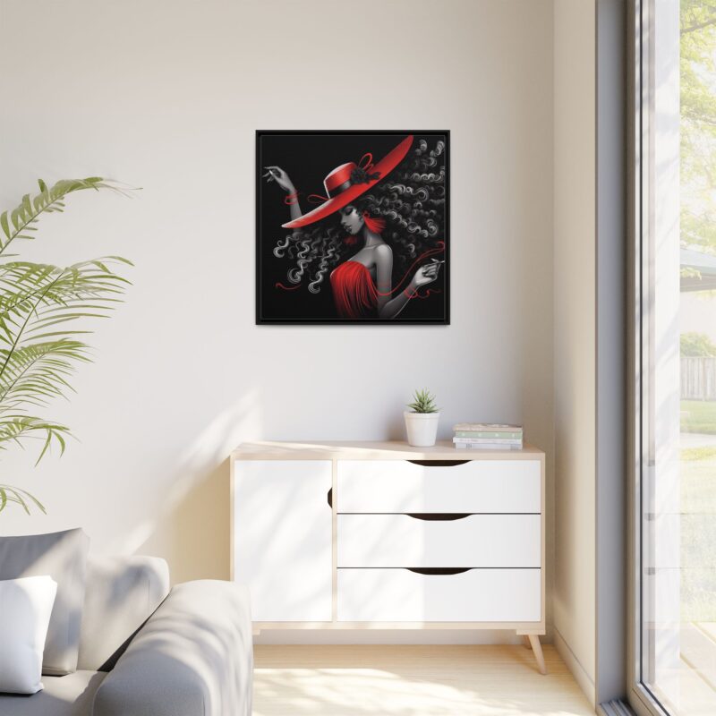 A Moment's Poise - Framed Art Print of Stylish Lady in Red Hat - Image 3