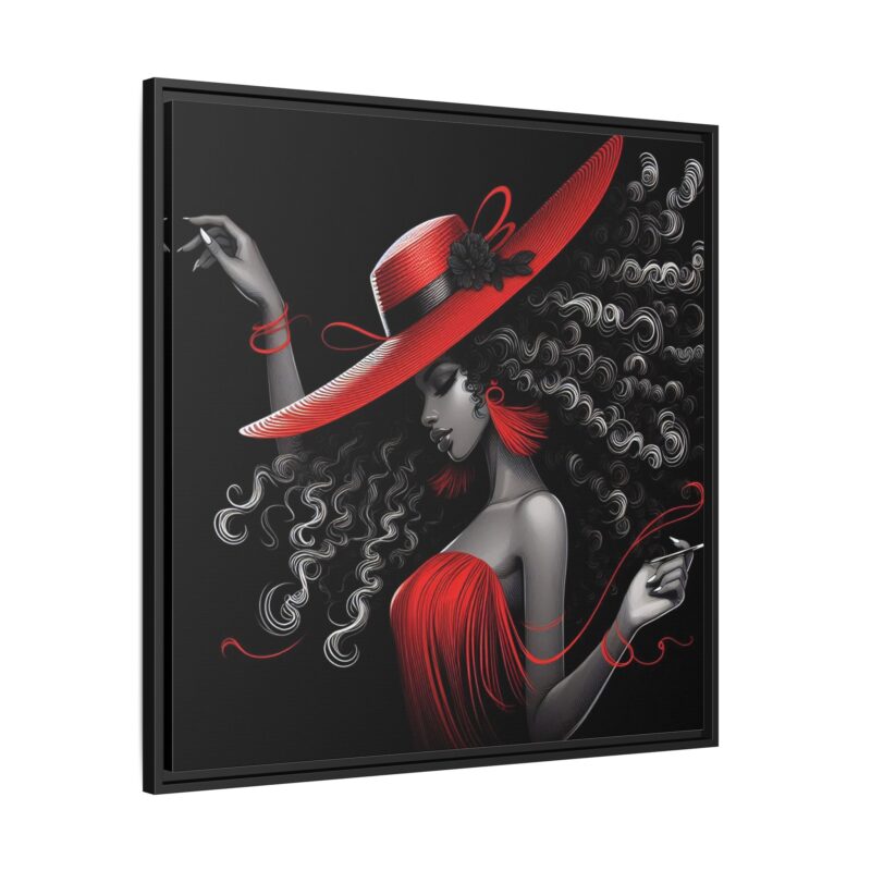 A Moment's Poise - Framed Art Print of Stylish Lady in Red Hat - Image 2