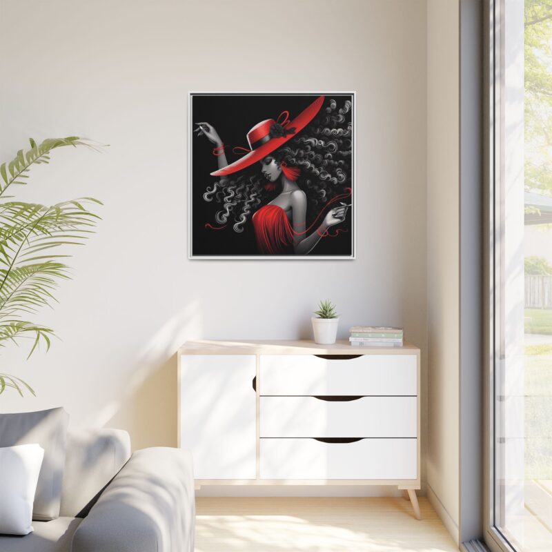 A Moment's Poise - Framed Art Print of Stylish Lady in Red Hat - Image 35