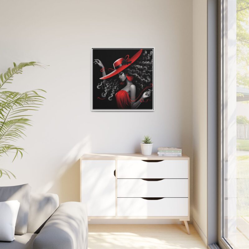 A Moment's Poise - Framed Art Print of Stylish Lady in Red Hat - Image 23