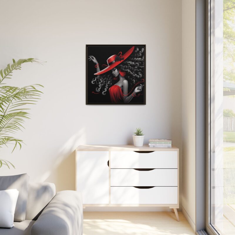 A Moment's Poise - Framed Art Print of Stylish Lady in Red Hat - Image 19