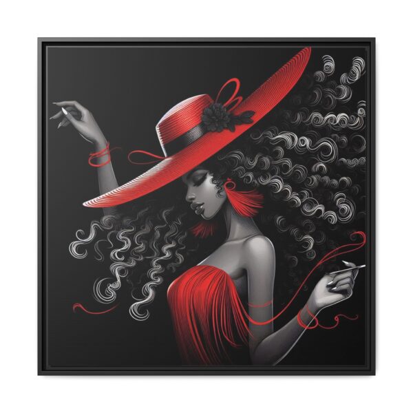 A Moment's Poise - Framed Art Print of Stylish Lady in Red Hat