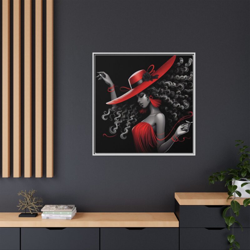 A Moment's Poise - Framed Art Print of Stylish Lady in Red Hat - Image 36
