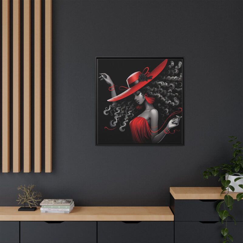A Moment's Poise - Framed Art Print of Stylish Lady in Red Hat - Image 4