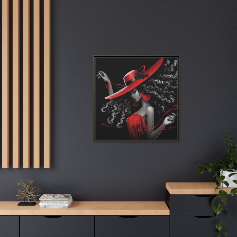 A Moment's Poise - Framed Art Print of Stylish Lady in Red Hat - Image 8