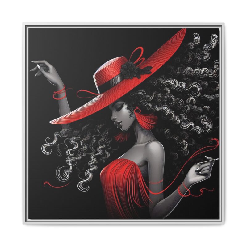 A Moment's Poise - Framed Art Print of Stylish Lady in Red Hat - Image 9