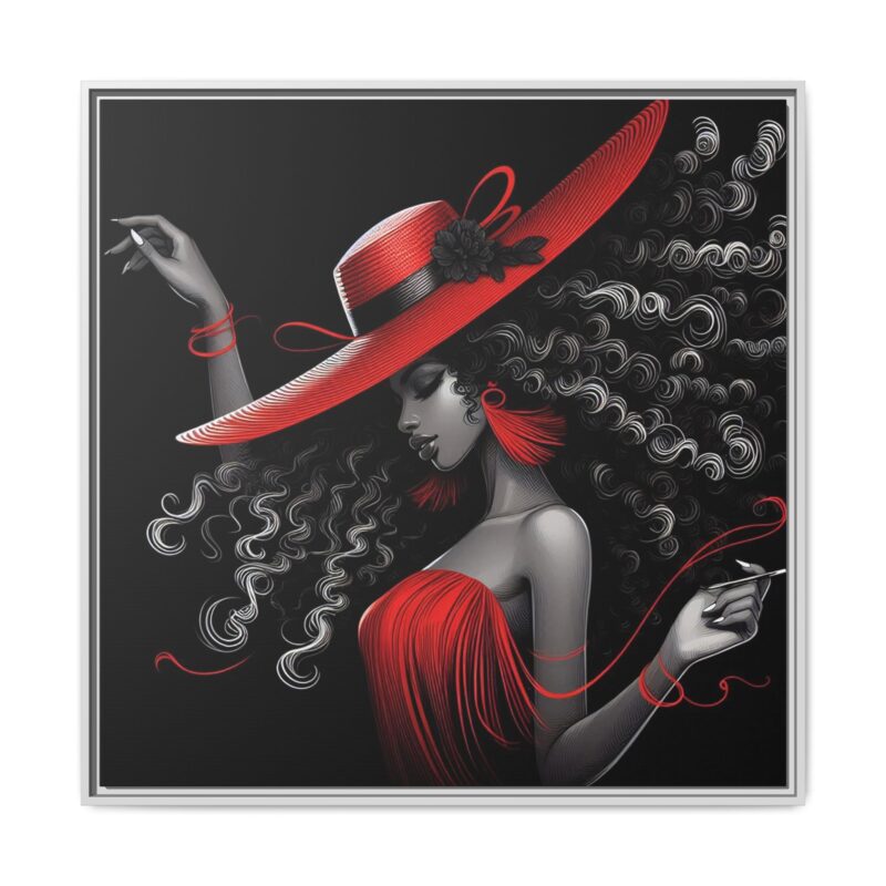 A Moment's Poise - Framed Art Print of Stylish Lady in Red Hat - Image 33