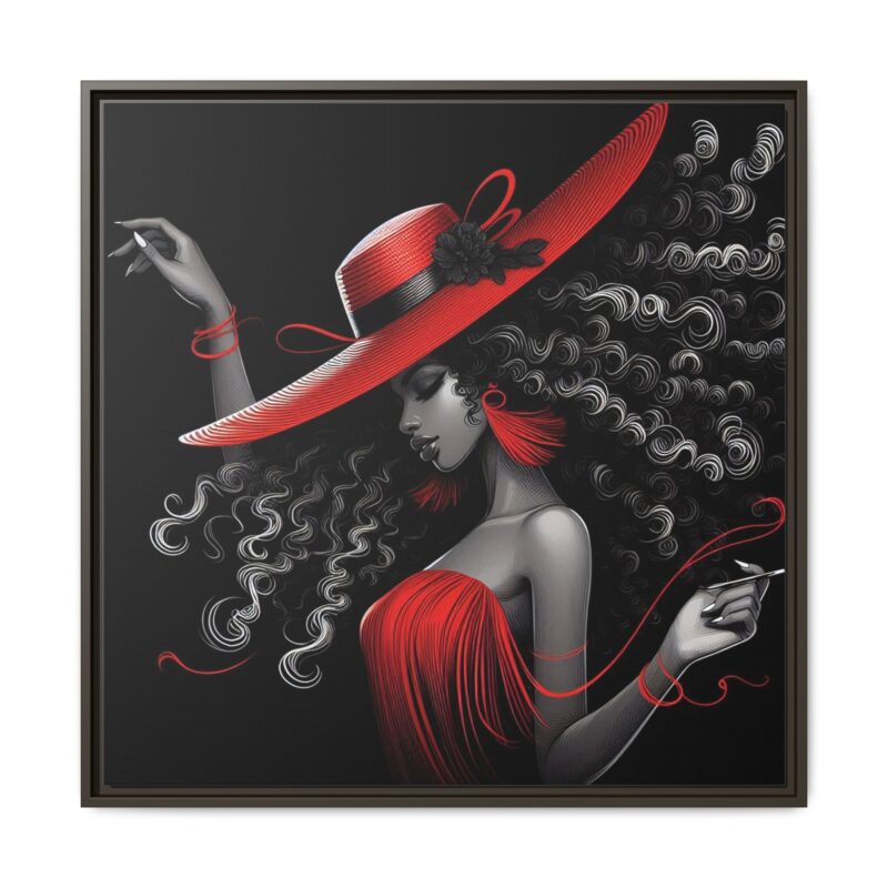 A Moment's Poise - Framed Art Print of Stylish Lady in Red Hat - Image 17