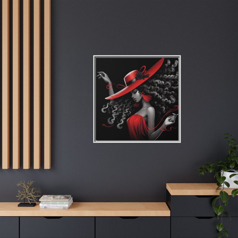 A Moment's Poise - Framed Art Print of Stylish Lady in Red Hat - Image 12