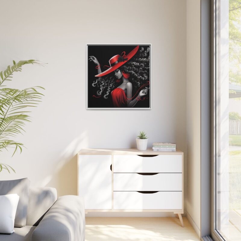 A Moment's Poise - Framed Art Print of Stylish Lady in Red Hat - Image 11