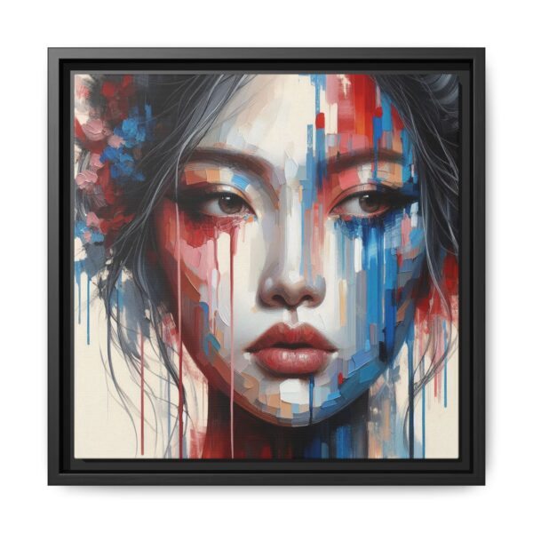 Floral Cascades — Abstract Drip Portrait of Asian Woman (Multi-Color)
